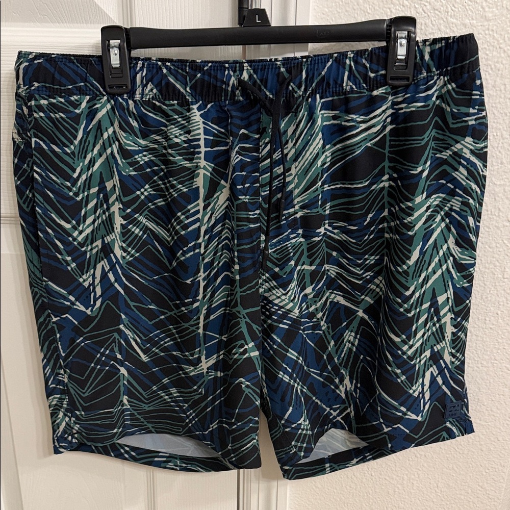 Billabong Men's Navy, Teal & White Patterned Swim Trunks
